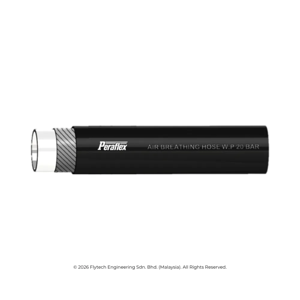 PERAFLEX Air Breathing Hose 20 Bar — white EPDM tube rubber hose for fresh air breathing masks and compressed breathing air supply