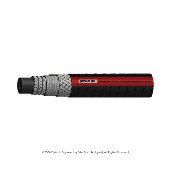 PERAFLEX Offshore Oil S&D Bunkering Hose 20 Bar — heavy-duty hardwall NBR hose for ship-to-shore bunkering and tanker-to-barge petroleum transfer