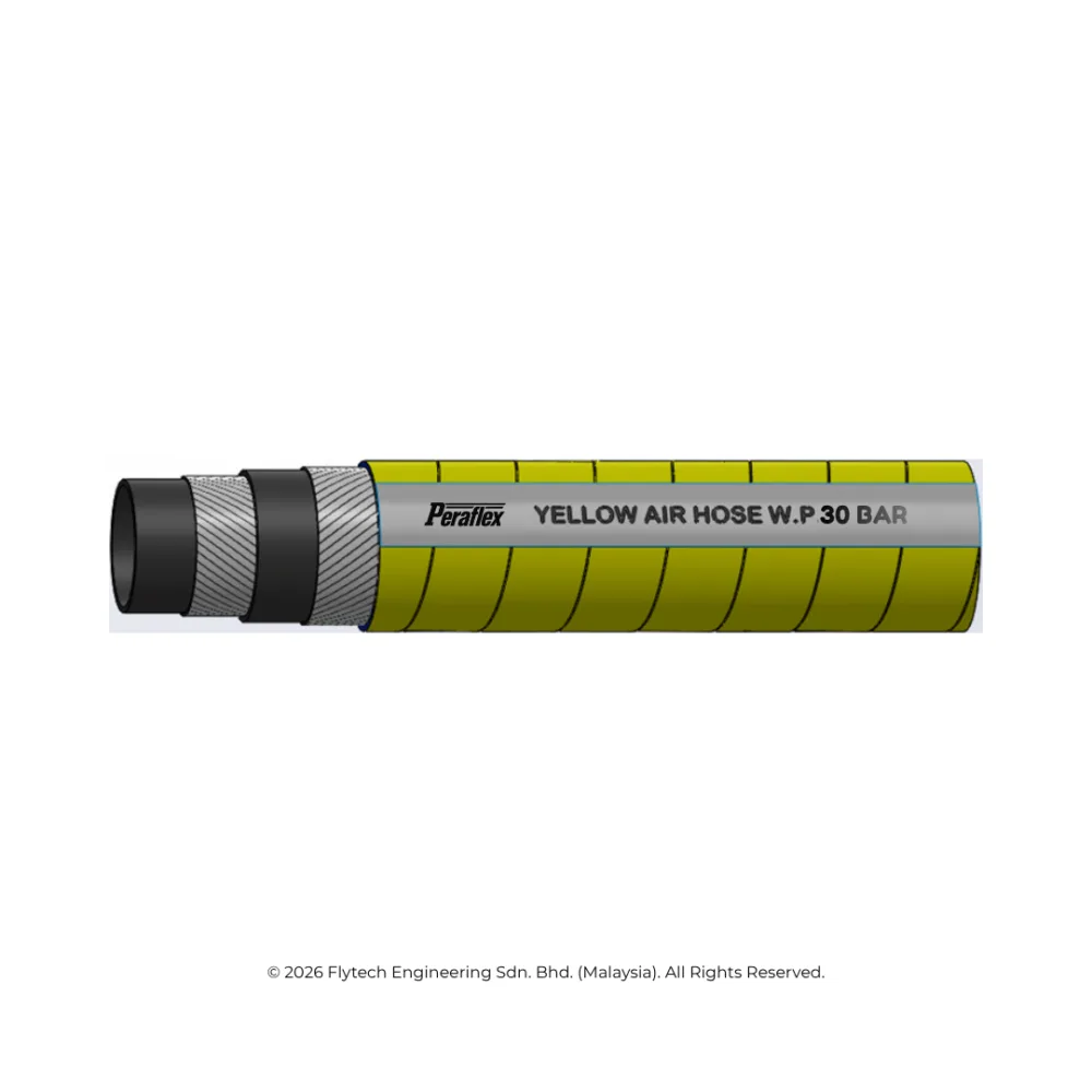 PERAFLEX Yellow Air Hose 30 Bar — heavy duty mandrel build yellow EPDM cover air hose for mining, shipyard and construction industries